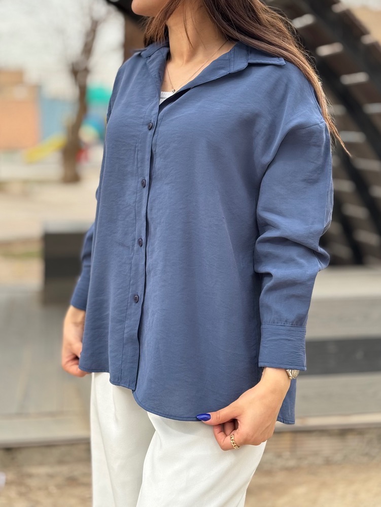 IMG_0235 شومیز مودال سورمه ای روشن زنانه - Image 1