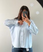شومیز سیلک آبی آسمانی زنانه - Image 2