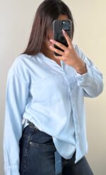 شومیز سیلک آبی آسمانی زنانه