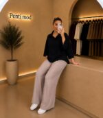 شومیز مودال مشکی آستین زارا زنانه