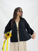 شومیز جیب فیلتو سرمه ای زنانه - Image 2