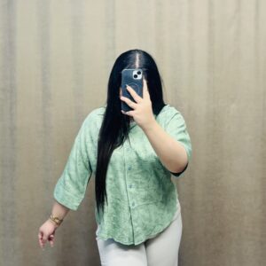 شومیز گل برجسته سبز زنانه