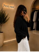 شومیز سیلک مشکی زنانه - Image 2