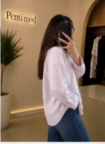 شومیز سیلک صورتی پودری زنانه - Image 3