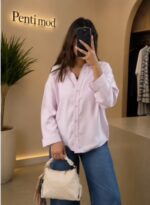شومیز سیلک صورتی پودری زنانه