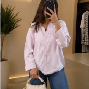 شومیز سیلک صورتی پودری زنانه