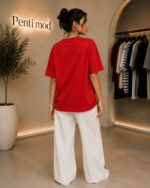 تیشرت فلامینگو باکسی قرمز - Image 2