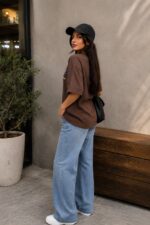 تیشرت گلدوزی قهوه ای - Image 2