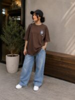 تیشرت گلدوزی قهوه ای