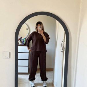 شلوار جاگر قهوه ای زنانه
