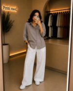 شومیز طوسی پارچه NR زنانه - Image 3