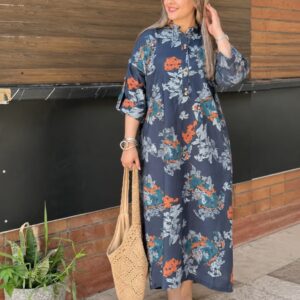 کفتان گلدار سرمه ای زنانه