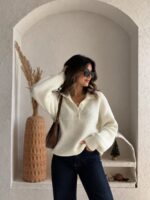 بافت پولوشرت ۳ دکمه جودون شیری زنانه - Image 2