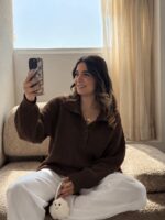 بافت پولوشرت ۳ دکمه جودون قهوه ای زنانه - Image 3