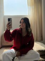 بافت پولوشرت ۳ دکمه جودون قرمز زنانه